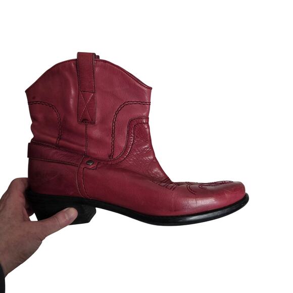 Franco Sarto Red Leather Waco Ankle Boot Size 7M - Picture 2 of 13